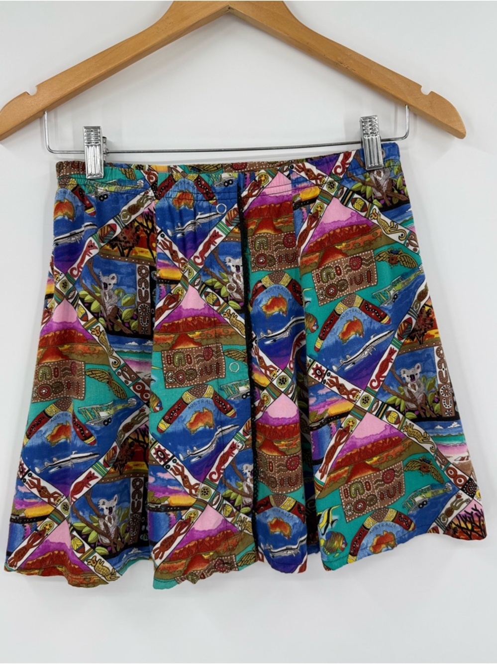 Vintage Nicole Miller Australia Print Mini Skirt | Multicolor | XS/S
